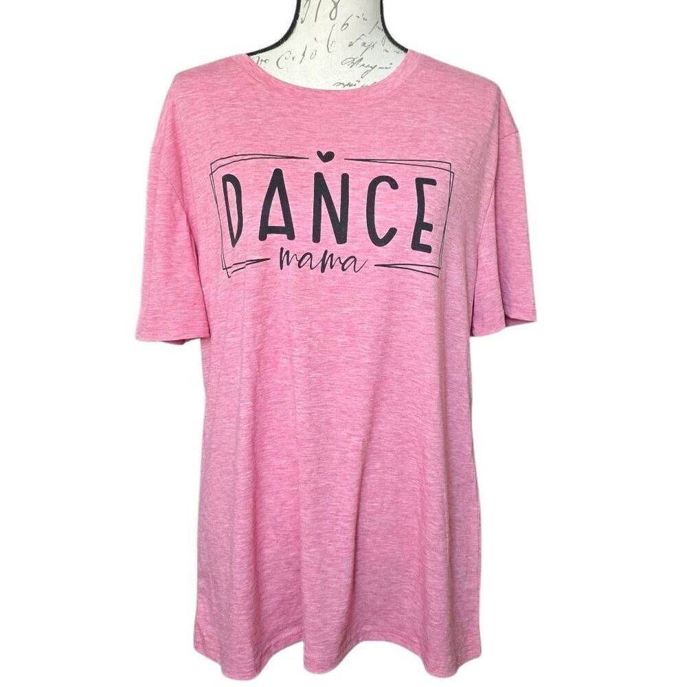 Women's Size XL Marled Pink Black Dance Mama Short Sleeve T-shirt